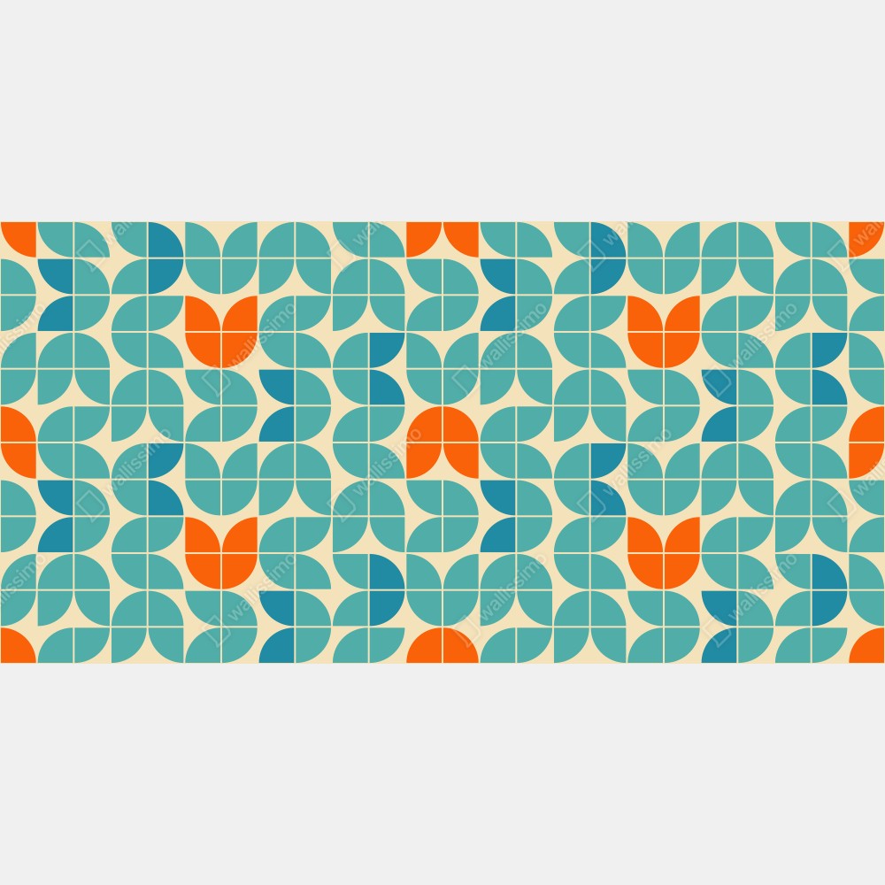 Naklejka na biurko i stół retro geometryczny wzór kafelkowy w turkusie i pomarańczy – Wallissimo® Naklejka na biurko i stół retro geometryczny wzór kafelkowy w turkusie i pomarańczy – Wallissimo®