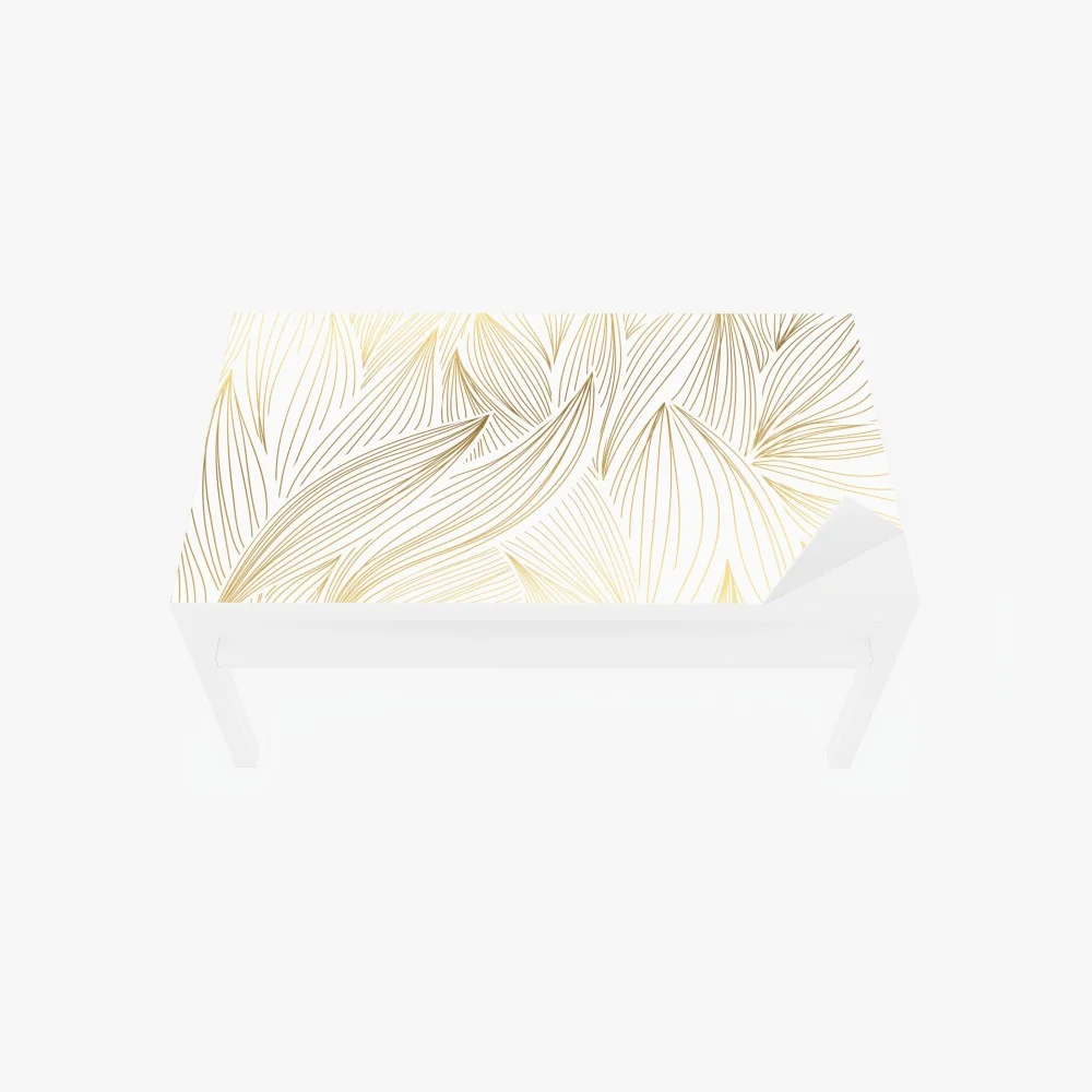 Naklejka na biurko i stół złote liście w liniowej grafice – Wallissimo® Naklejka na biurko i stół złote liście w liniowej grafice – Wallissimo®