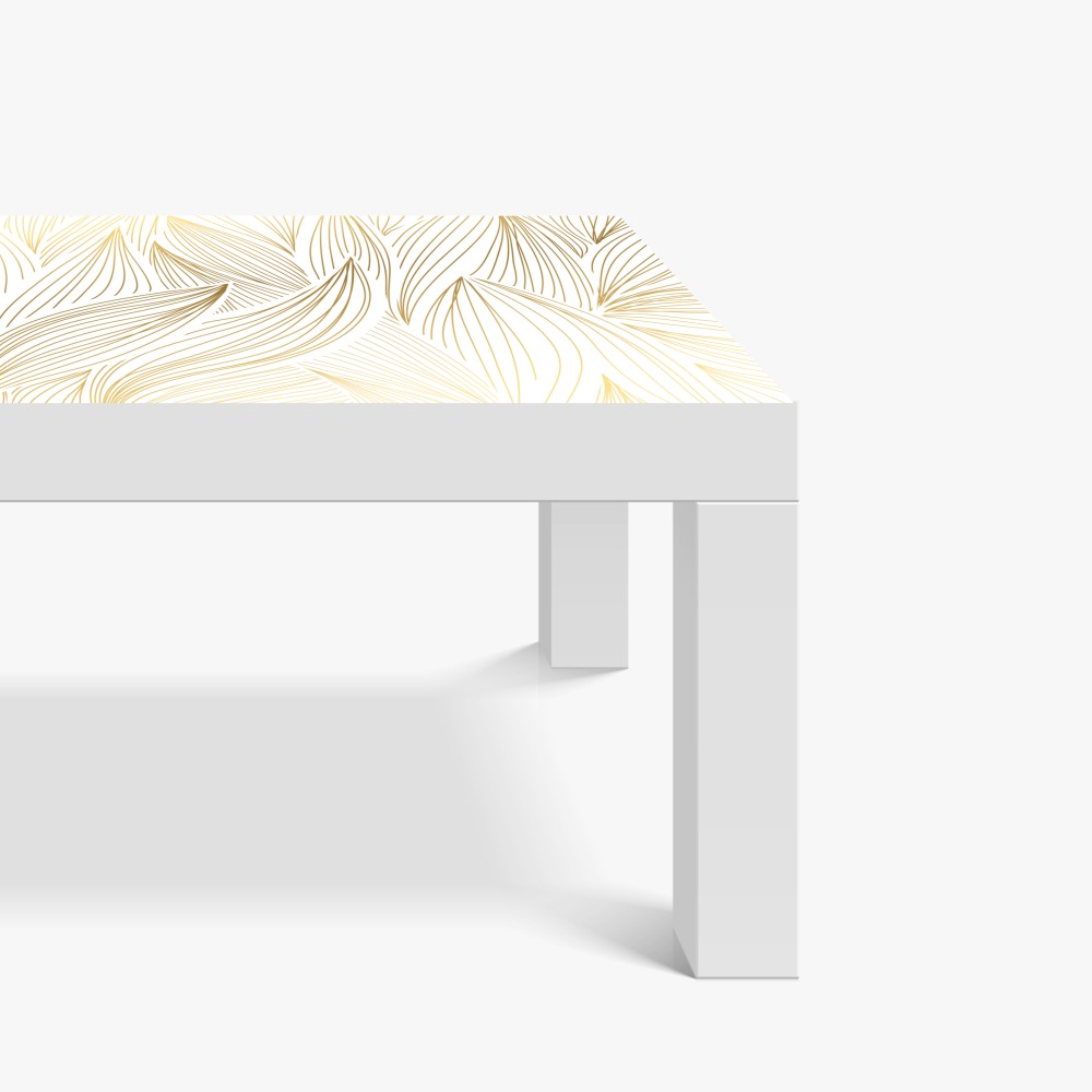 Naklejka na biurko i stół złote liście w liniowej grafice – Wallissimo® Naklejka na biurko i stół złote liście w liniowej grafice – Wallissimo®