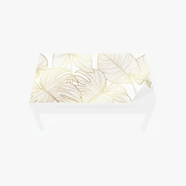 Naklejka na biurko i stół złote botaniczne rysunki liści