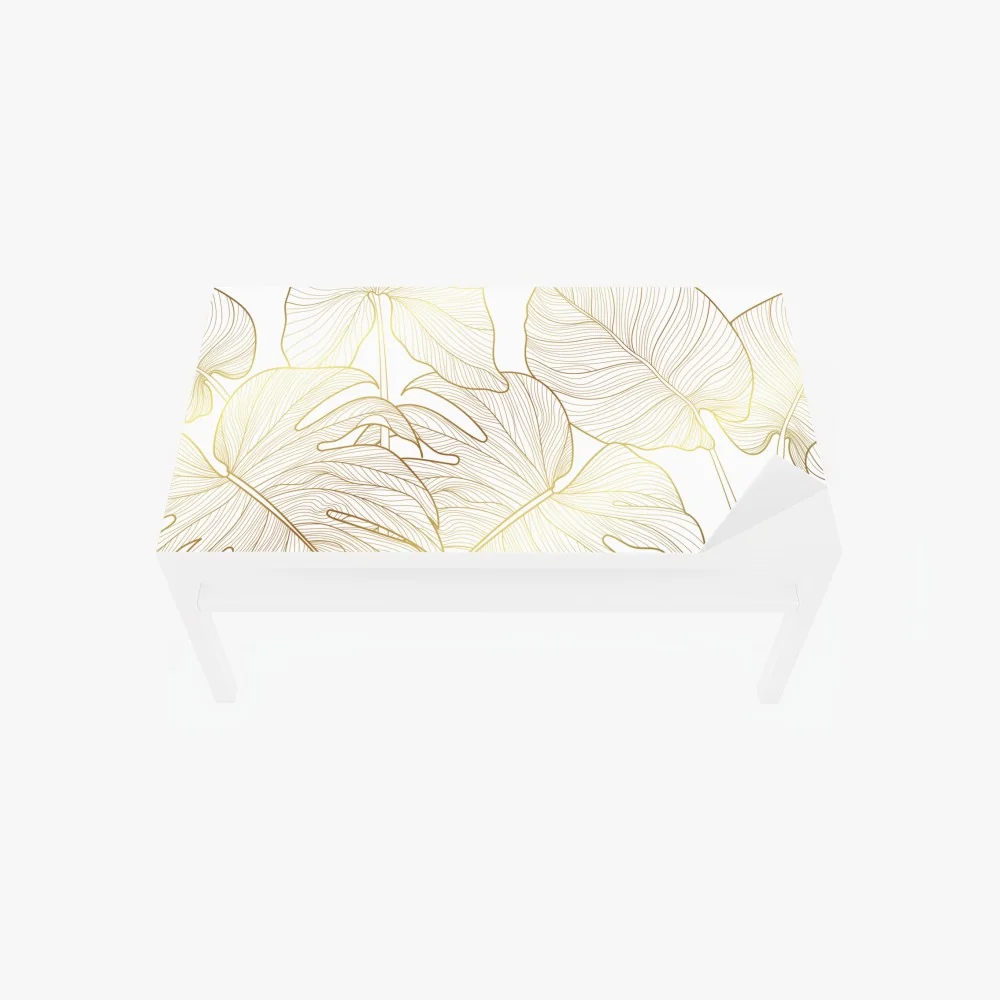 Naklejka na biurko i stół złote botaniczne rysunki liści – Wallissimo® Naklejka na biurko i stół złote botaniczne rysunki liści – Wallissimo®