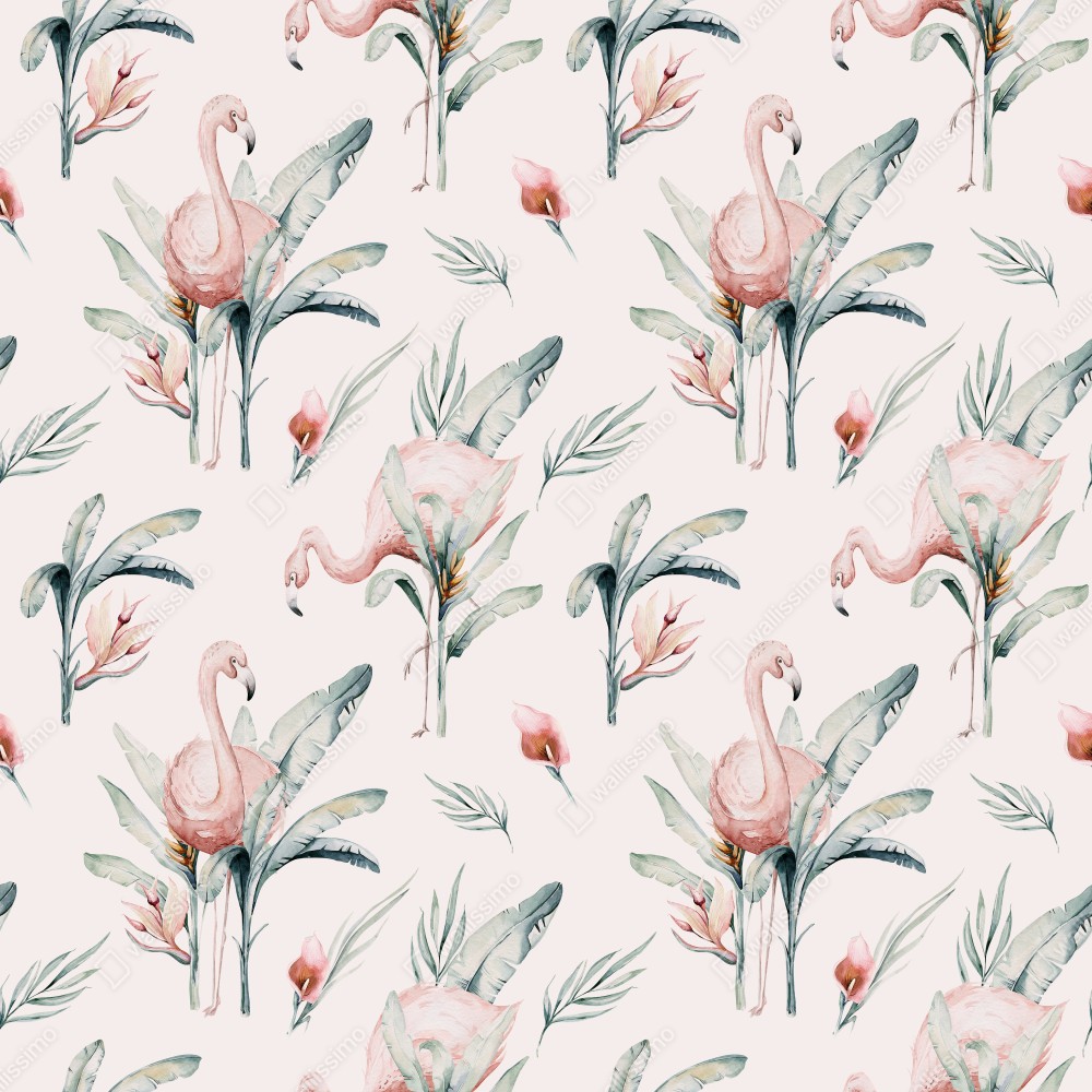 Naklejka na biurko i stół akwarelowy wzór z flamingami – Wallissimo® Naklejka na biurko i stół akwarelowy wzór z flamingami – Wallissimo®
