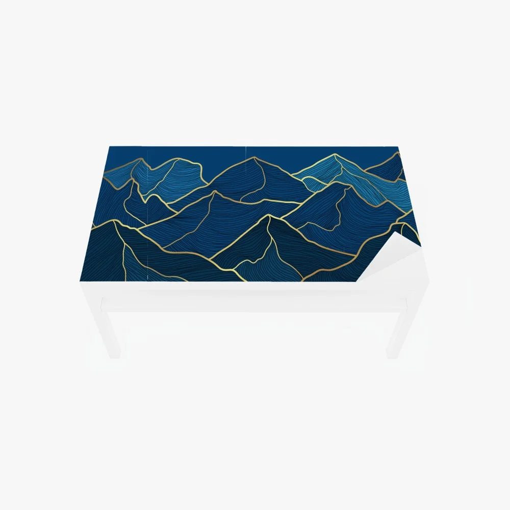 Naklejka na biurko i stół złote linie górskie na granatowym tle – Wallissimo® Naklejka na biurko i stół złote linie górskie na granatowym tle – Wallissimo®