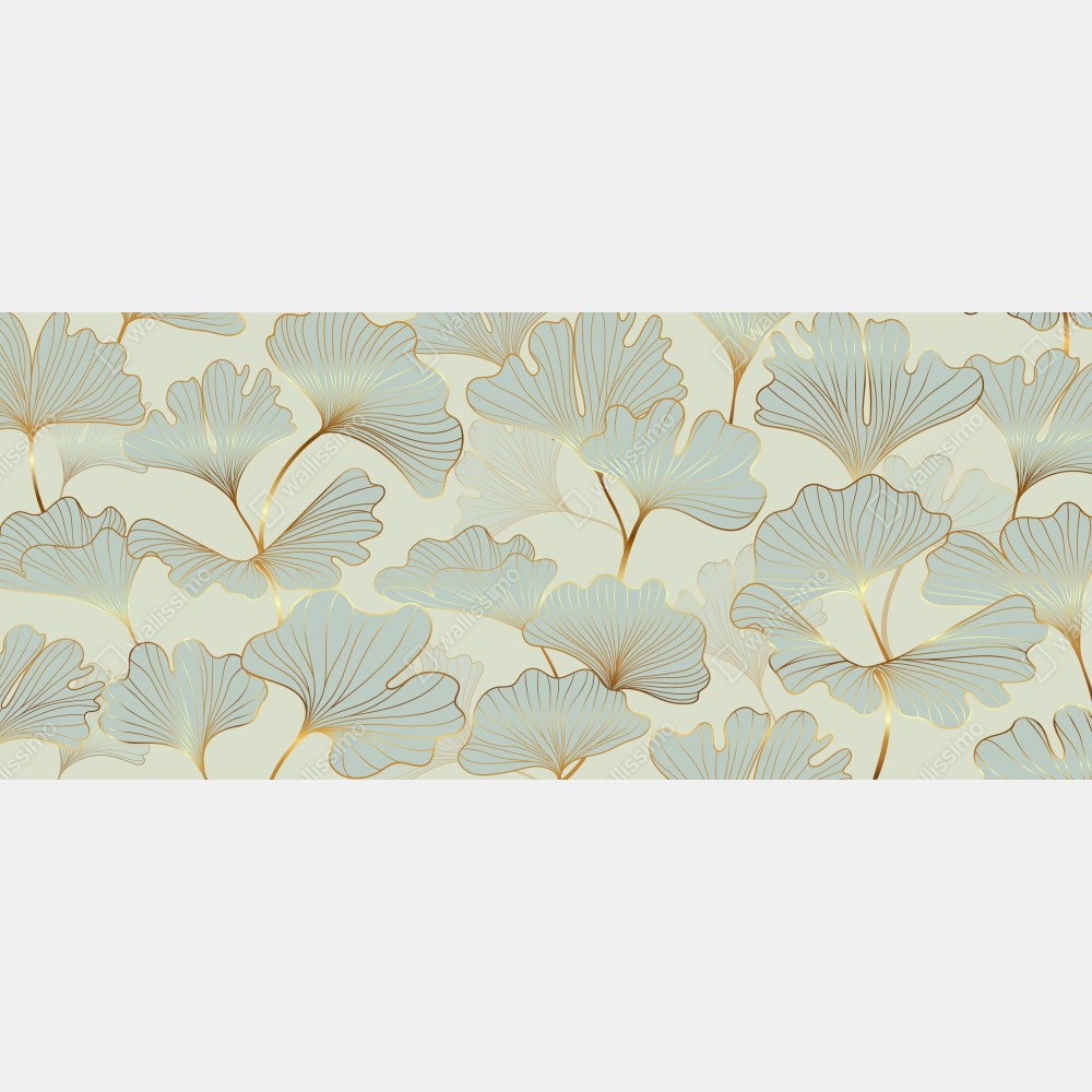 Naklejka na biurko i stół pastelowy wzór liści miłorzębu ze złotymi akcentami – Wallissimo® Naklejka na biurko i stół pastelowy wzór liści miłorzębu ze złotymi akcentami – Wallissimo®