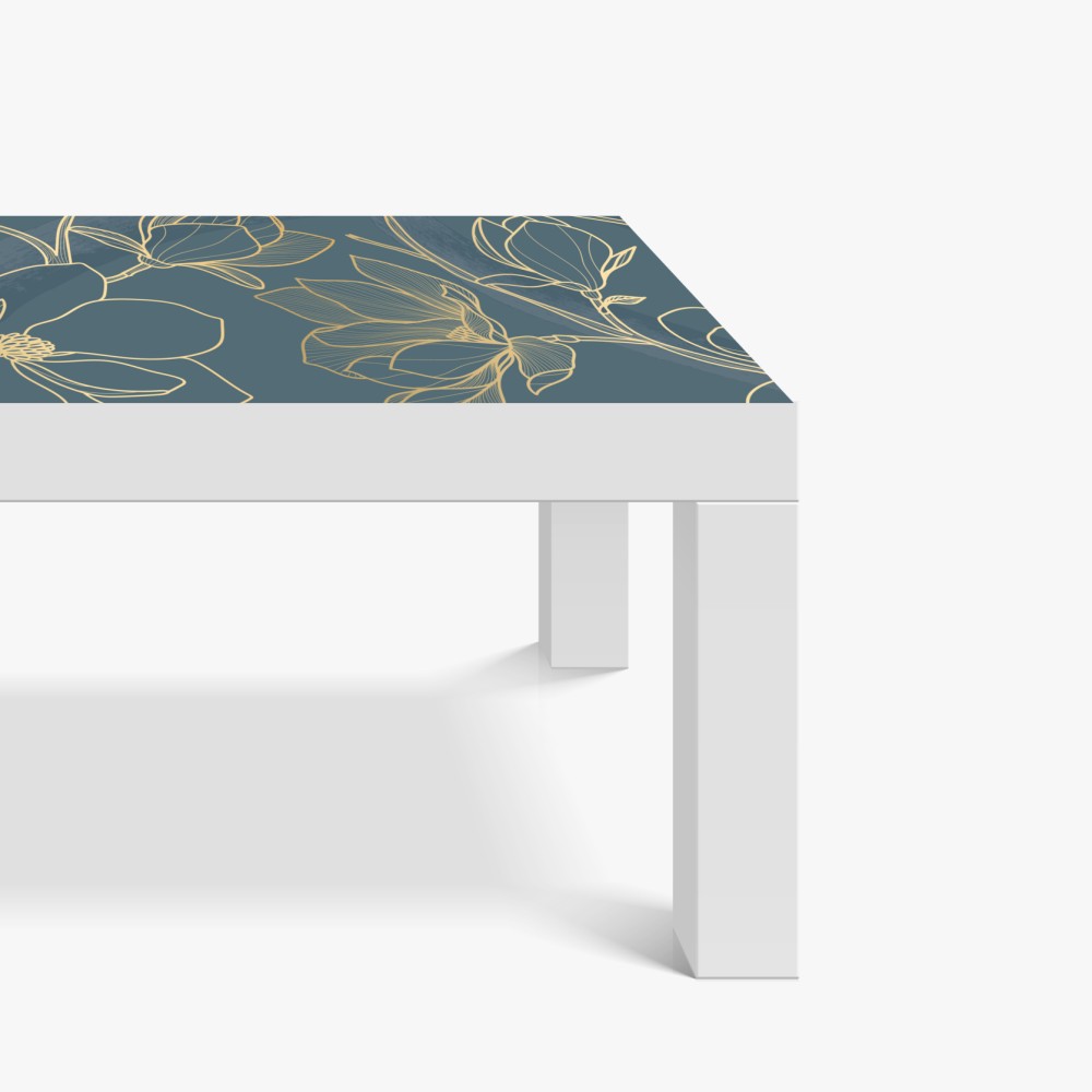 Naklejka na biurko i stół złota magnolia na turkusowym tle – Wallissimo® Naklejka na biurko i stół złota magnolia na turkusowym tle – Wallissimo®