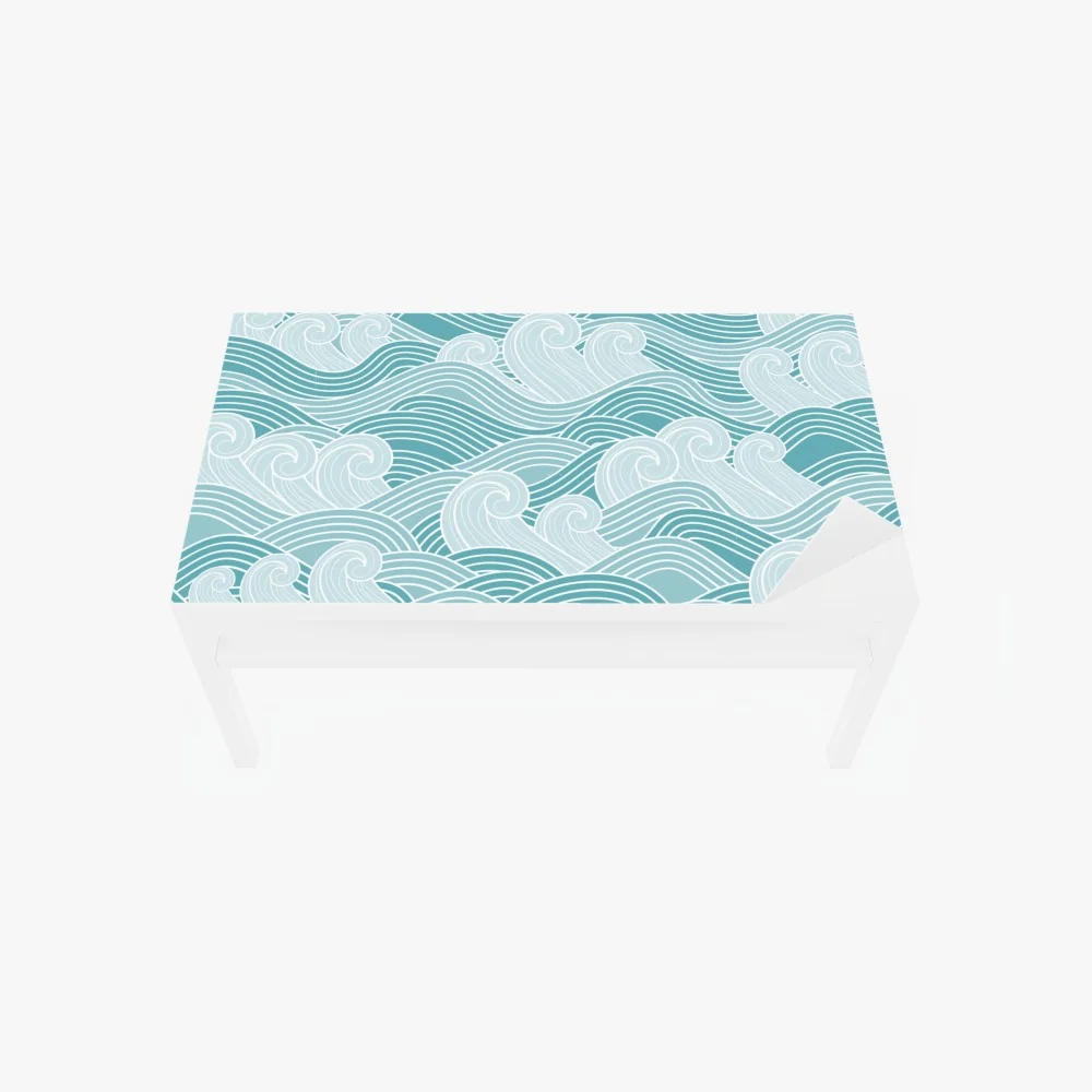 Naklejka na biurko i stół spokojny turkusowy wzór fal – Wallissimo® Naklejka na biurko i stół spokojny turkusowy wzór fal – Wallissimo®