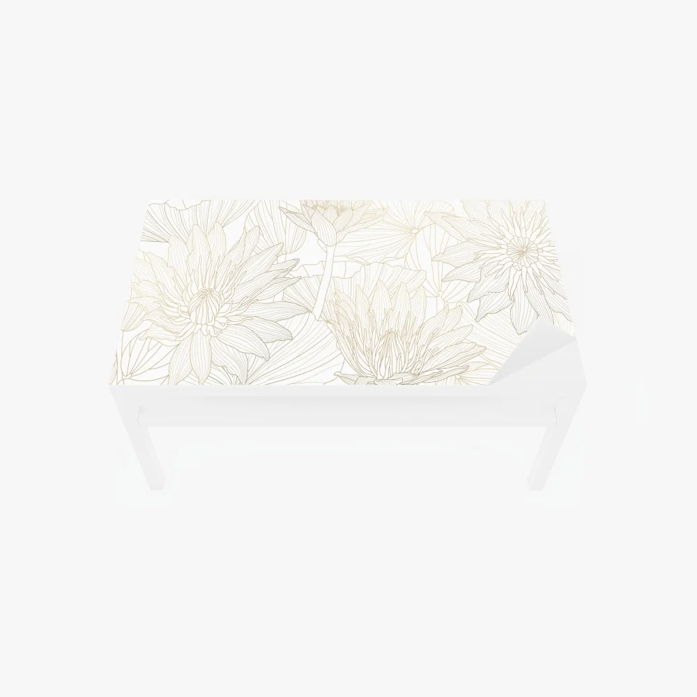 Naklejka na biurko i stół delikatny złoty rysunek kwiatowy – Wallissimo® Naklejka na biurko i stół delikatny złoty rysunek kwiatowy – Wallissimo®