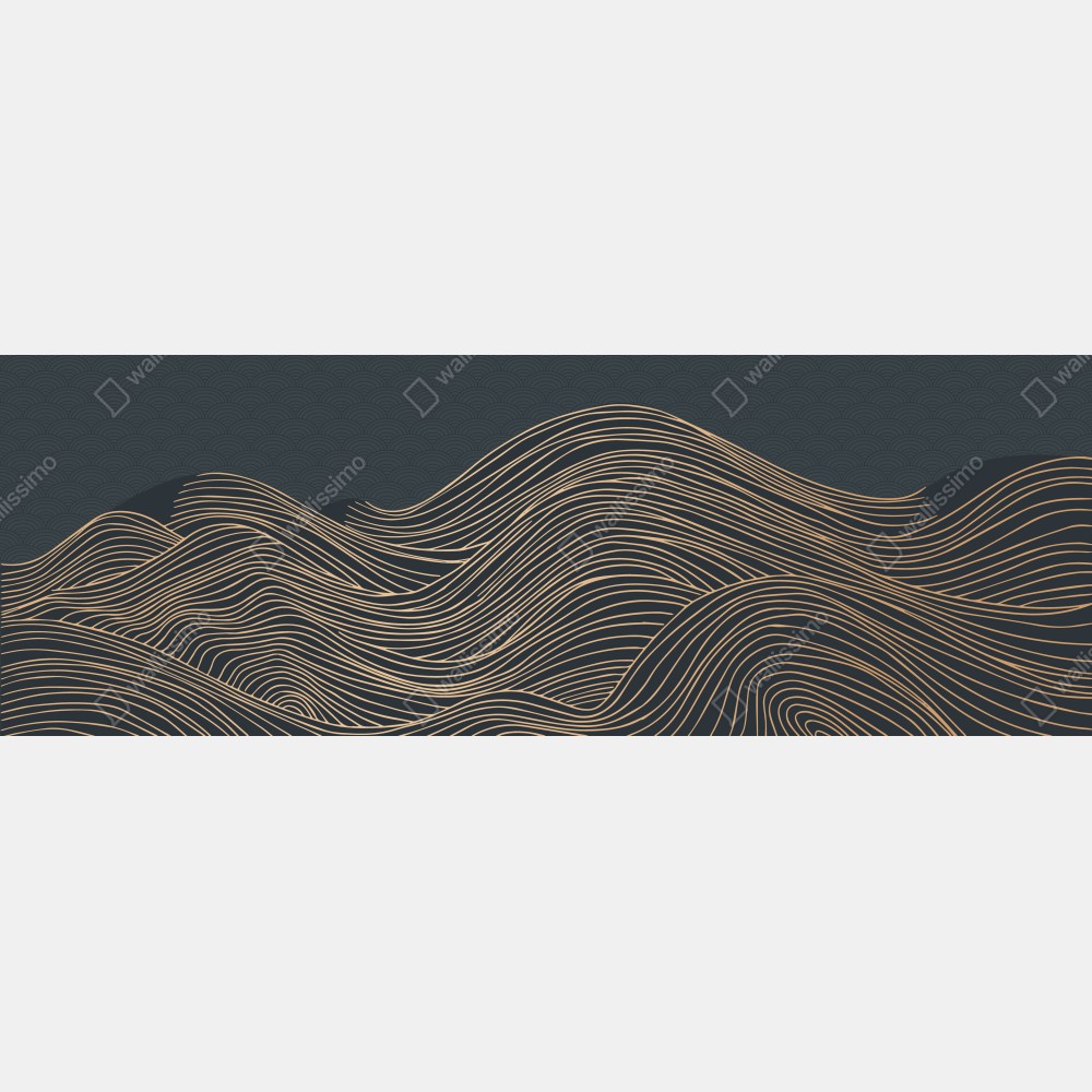 Naklejka na biurko i stół złote fale w japońskim stylu – Wallissimo® Naklejka na biurko i stół złote fale w japońskim stylu – Wallissimo®