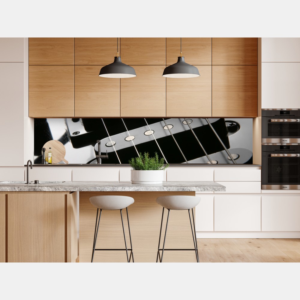 Naklejka repozycjonowalna zbliżenie czarnej gitary elektrycznej – Wallissimo® Naklejka repozycjonowalna zbliżenie czarnej gitary elektrycznej – Wallissimo®