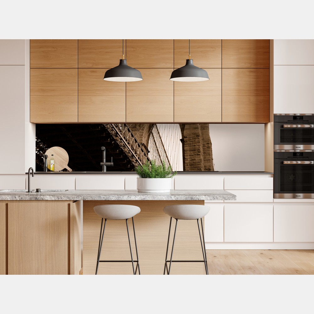 Naklejka repozycjonowalna sepia widok na Most Brookliński – Wallissimo® Naklejka repozycjonowalna sepia widok na Most Brookliński – Wallissimo®