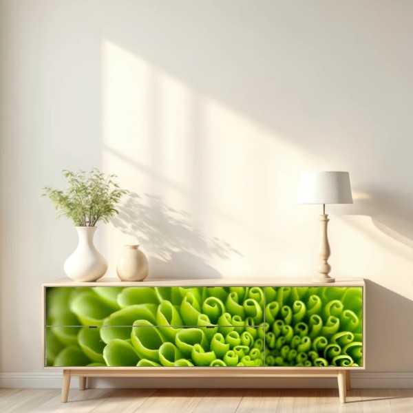 Naklejka repozycjonowalna intensywna zielona spirala kwiatowa – Wallissimo® Naklejka repozycjonowalna intensywna zielona spirala kwiatowa – Wallissimo®