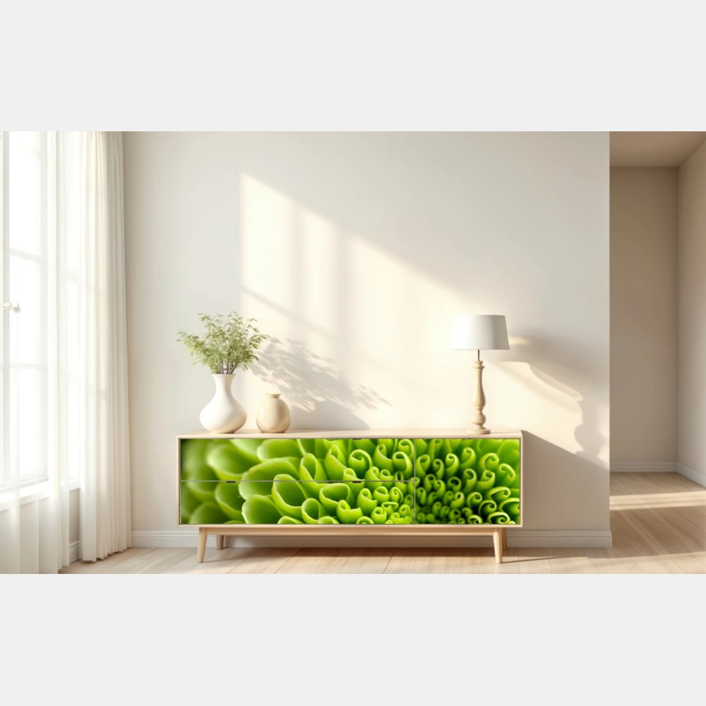 Naklejka repozycjonowalna intensywna zielona spirala kwiatowa – Wallissimo® Naklejka repozycjonowalna intensywna zielona spirala kwiatowa – Wallissimo®