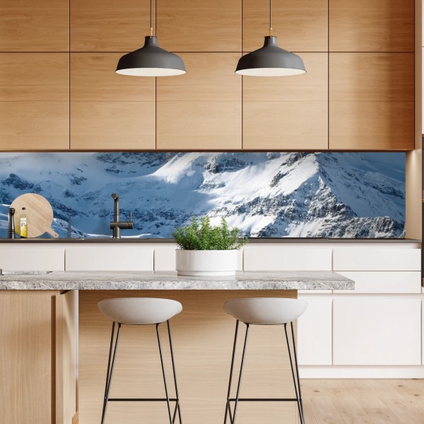 Naklejka repozycjonowalna turkusowe góry o złotych akcentach – Wallissimo®