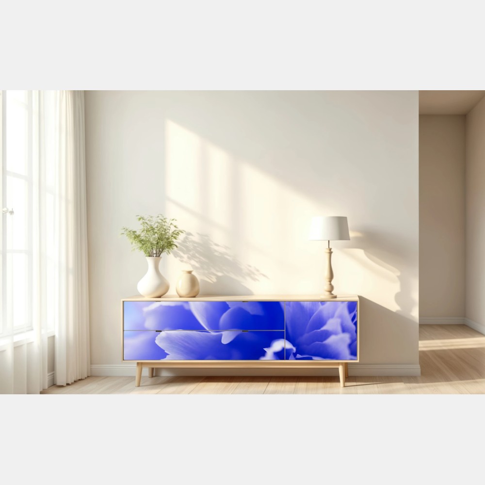 Naklejka repozycjonowalna delikatny niebieski abstrakcyjny kwiat zbliżenie – Wallissimo® Naklejka repozycjonowalna delikatny niebieski abstrakcyjny kwiat zbliżenie – Wallissimo®