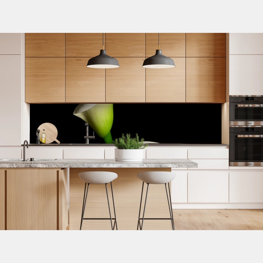 Naklejka repozycjonowalna białe kalie na czarnym tle – Wallissimo® Naklejka repozycjonowalna białe kalie na czarnym tle – Wallissimo®