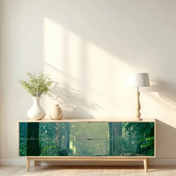 Naklejka repozycjonowalna mchowe kamienne schody do mglistego lasu – Wallissimo® Naklejka repozycjonowalna mchowe kamienne schody do mglistego lasu – Wallissimo®