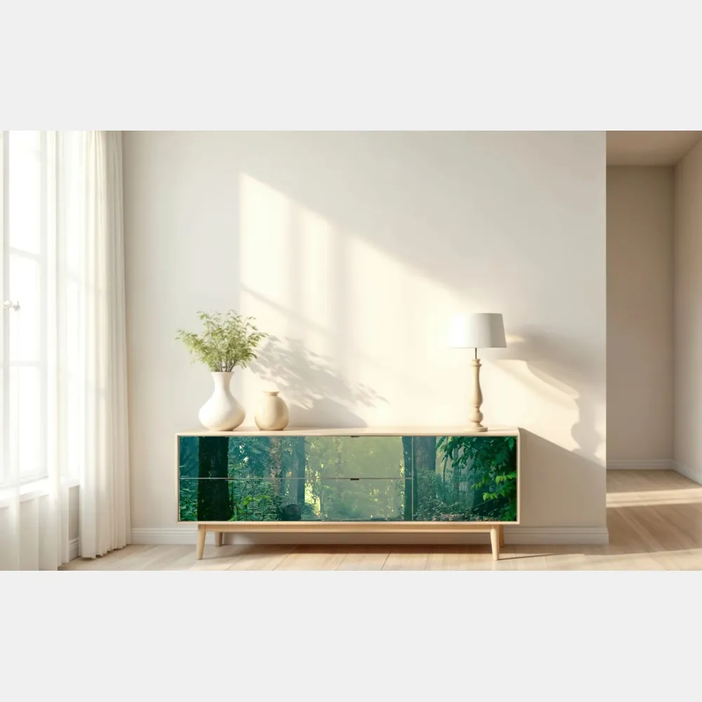 Naklejka repozycjonowalna mchowe kamienne schody do mglistego lasu – Wallissimo® Naklejka repozycjonowalna mchowe kamienne schody do mglistego lasu – Wallissimo®