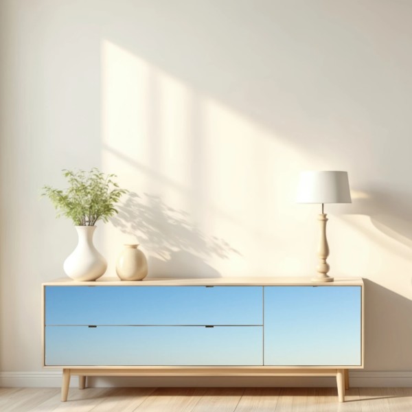 Naklejka repozycjonowalna niekończące się wydmy pustyni pod błękitnym niebem – Wallissimo® Naklejka repozycjonowalna niekończące się wydmy pustyni pod błękitnym niebem – Wallissimo®