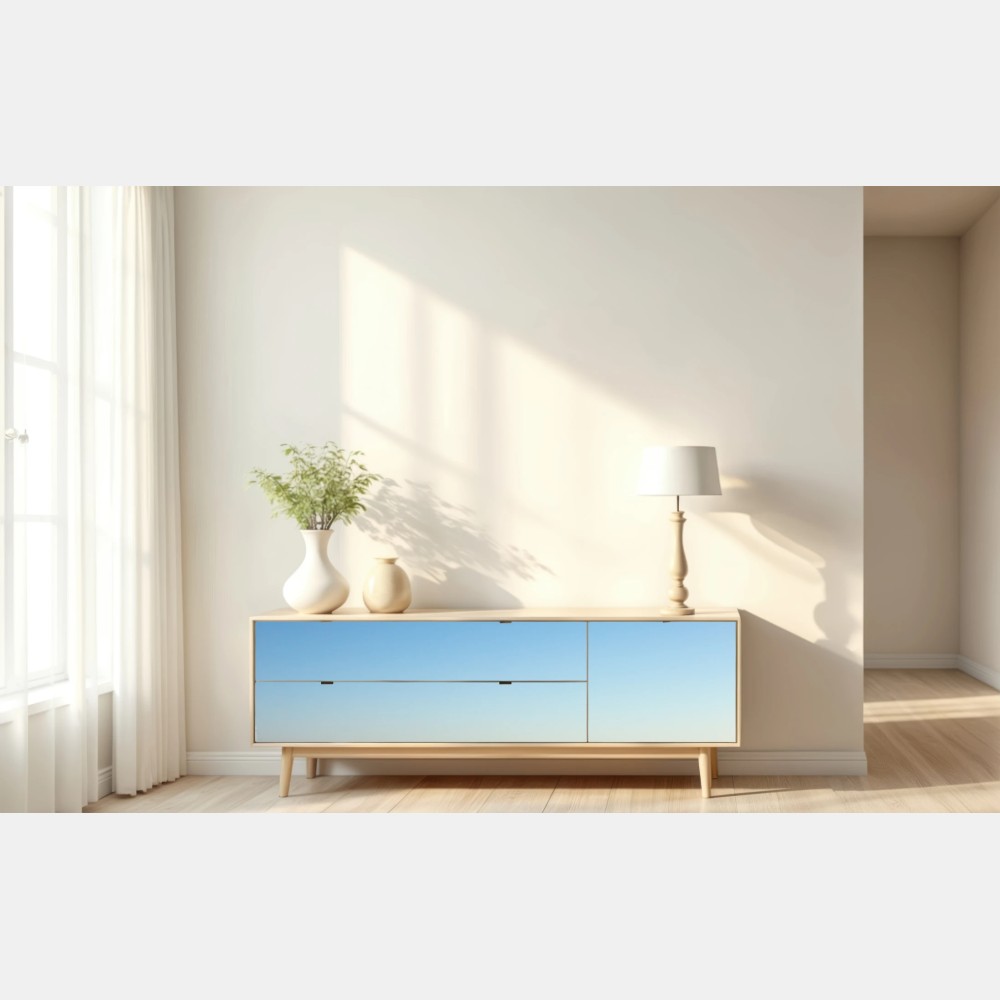 Naklejka repozycjonowalna niekończące się wydmy pustyni pod błękitnym niebem – Wallissimo® Naklejka repozycjonowalna niekończące się wydmy pustyni pod błękitnym niebem – Wallissimo®