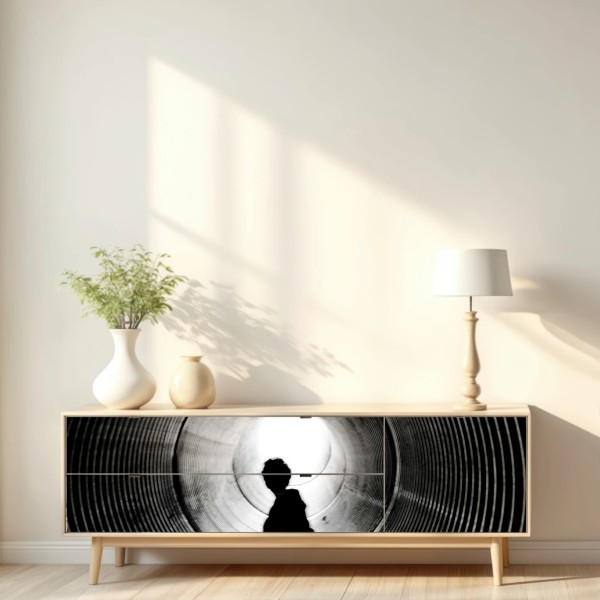 Naklejka repozycjonowalna sylwetka w spiralnym tunelu – Wallissimo® Naklejka repozycjonowalna sylwetka w spiralnym tunelu – Wallissimo®