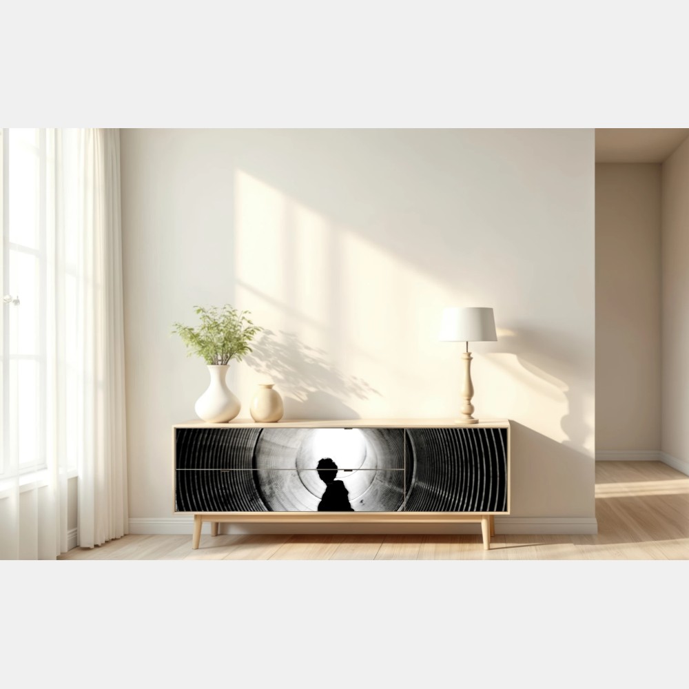 Naklejka repozycjonowalna sylwetka w spiralnym tunelu – Wallissimo® Naklejka repozycjonowalna sylwetka w spiralnym tunelu – Wallissimo®