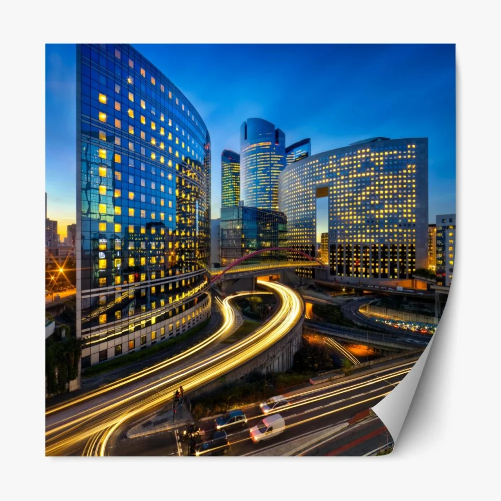 Naklejka repozycjonowalna nowoczesna panorama miasta o zmierzchu – Wallissimo® Naklejka repozycjonowalna nowoczesna panorama miasta o zmierzchu – Wallissimo®