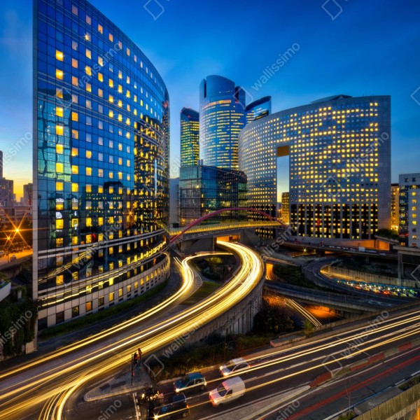 Naklejka repozycjonowalna nowoczesna panorama miasta o zmierzchu – Wallissimo® Naklejka repozycjonowalna nowoczesna panorama miasta o zmierzchu – Wallissimo®