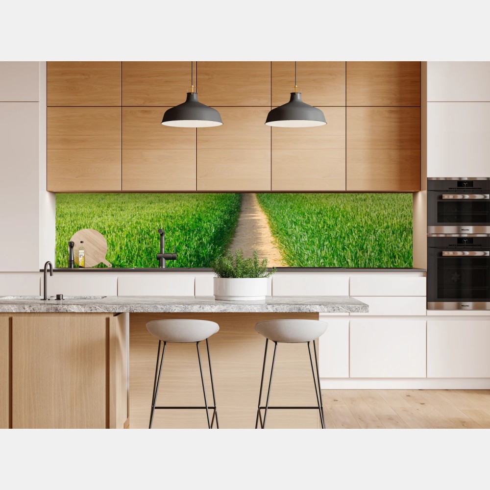 Naklejka repozycjonowalna słoneczna ścieżka przez zieloną łąkę – Wallissimo® Naklejka repozycjonowalna słoneczna ścieżka przez zieloną łąkę – Wallissimo®