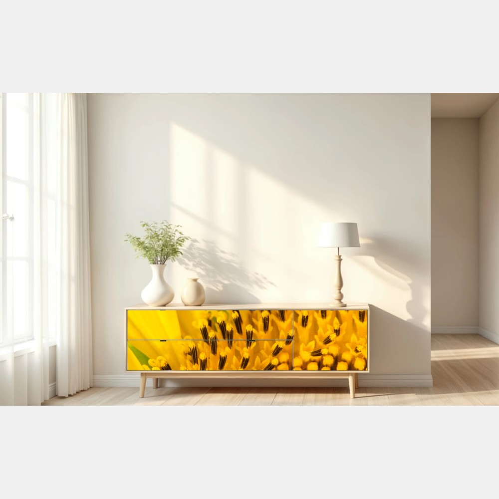 Naklejka repozycjonowalna złoty słonecznik zbliżenie – Wallissimo® Naklejka repozycjonowalna złoty słonecznik zbliżenie – Wallissimo®