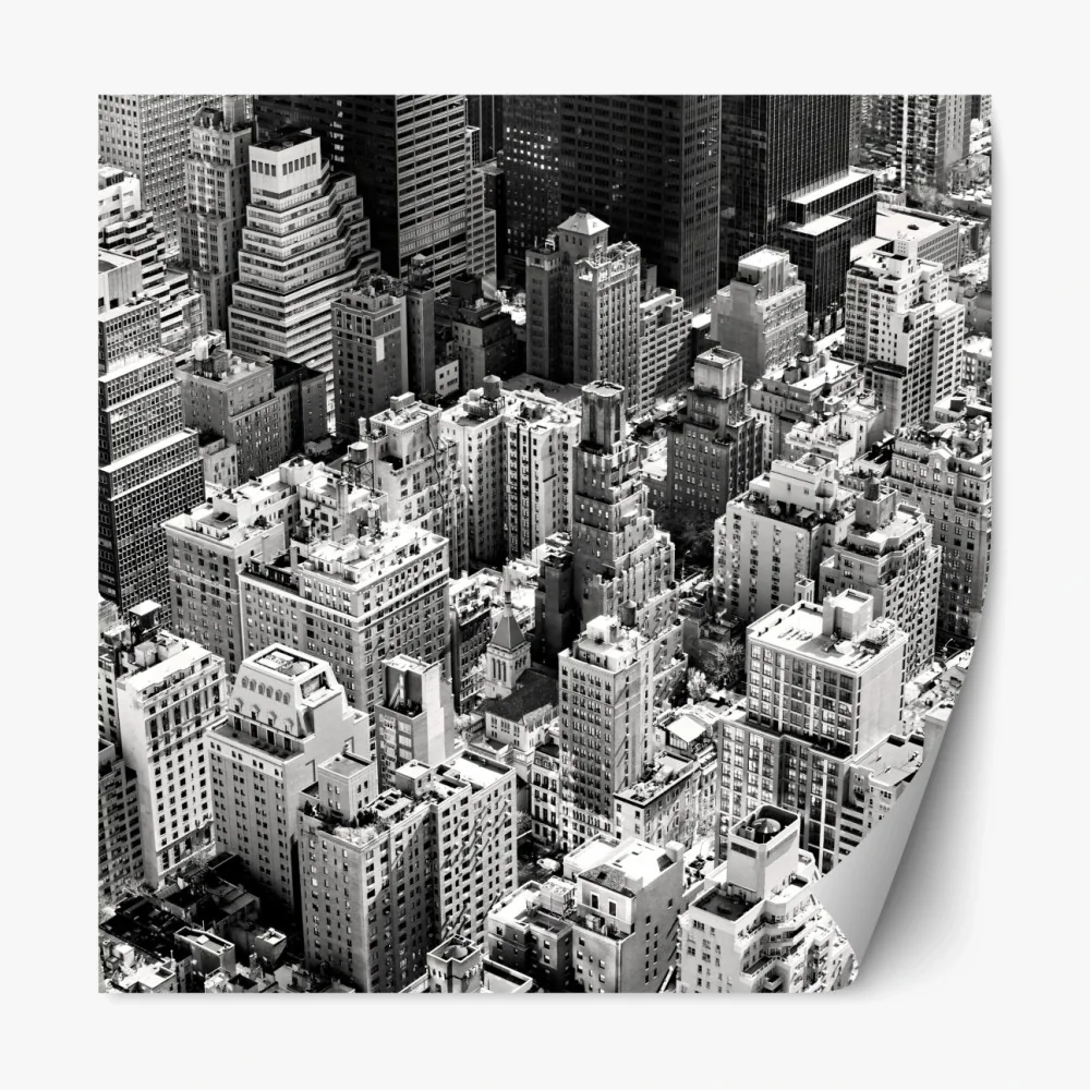 Naklejka repozycjonowalna Manhattan widok z lotu ptaka w monochromie – Wallissimo® Naklejka repozycjonowalna Manhattan widok z lotu ptaka w monochromie – Wallissimo®