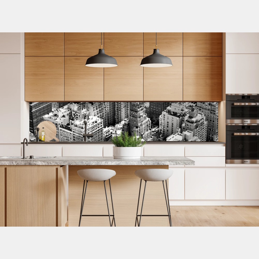 Naklejka repozycjonowalna Manhattan widok z lotu ptaka w monochromie – Wallissimo® Naklejka repozycjonowalna Manhattan widok z lotu ptaka w monochromie – Wallissimo®