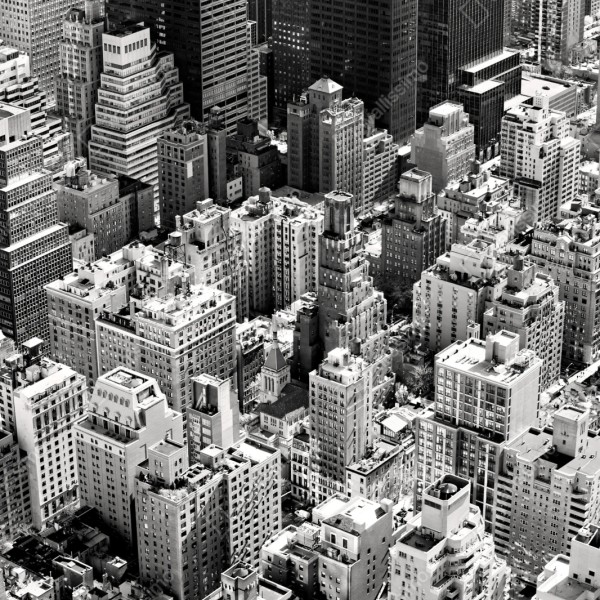 Naklejka repozycjonowalna Manhattan widok z lotu ptaka w monochromie – Wallissimo® Naklejka repozycjonowalna Manhattan widok z lotu ptaka w monochromie – Wallissimo®
