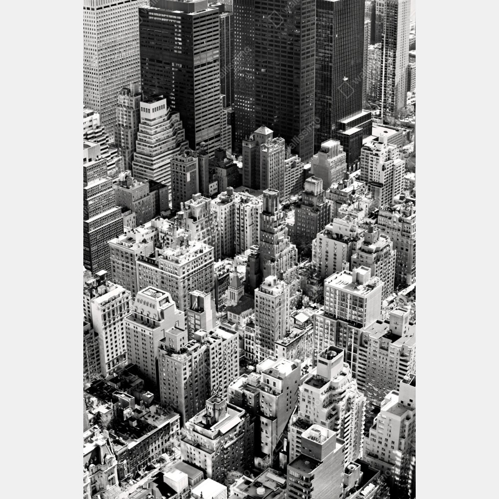 Naklejka repozycjonowalna Manhattan widok z lotu ptaka w monochromie – Wallissimo® Naklejka repozycjonowalna Manhattan widok z lotu ptaka w monochromie – Wallissimo®