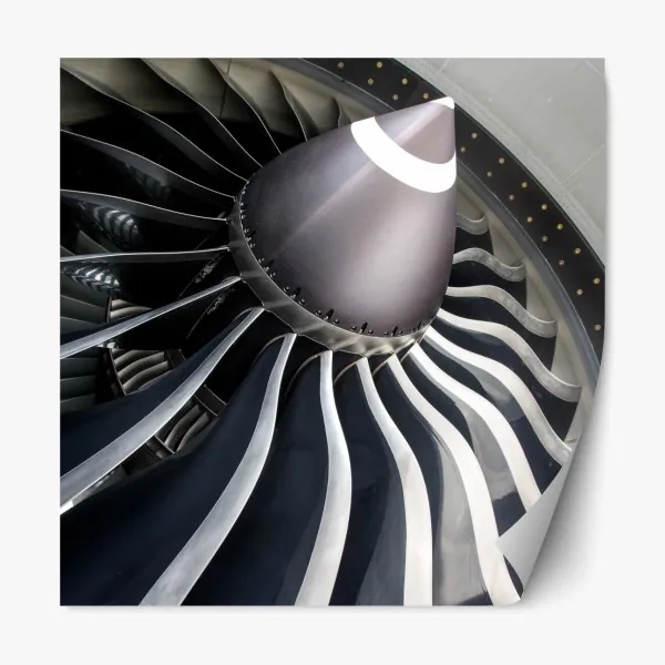 Naklejka repozycjonowalna zbliżenie na turbinę silnika odrzutowego