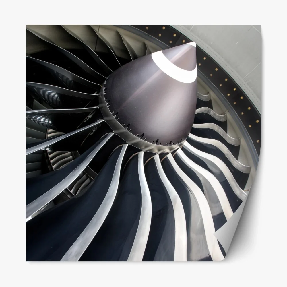 Naklejka repozycjonowalna zbliżenie na turbinę silnika odrzutowego – Wallissimo® Naklejka repozycjonowalna zbliżenie na turbinę silnika odrzutowego – Wallissimo®