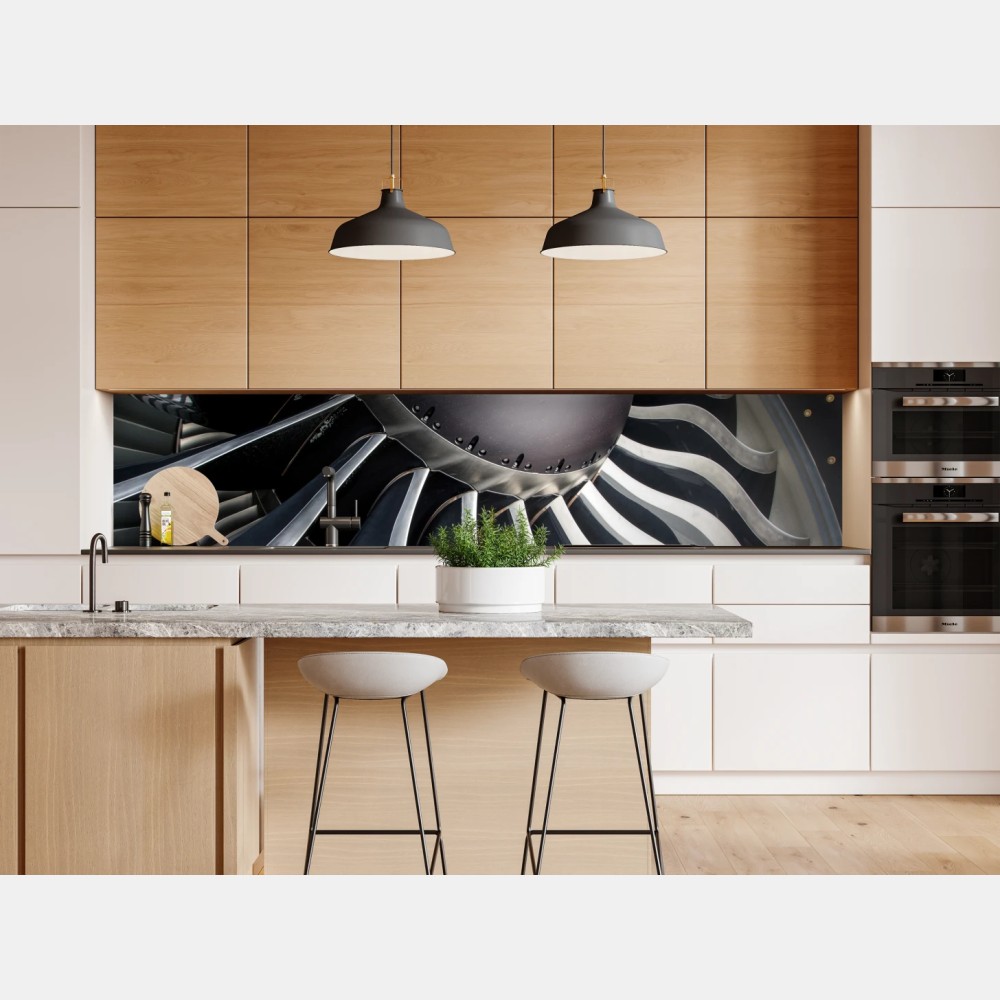 Naklejka repozycjonowalna zbliżenie na turbinę silnika odrzutowego – Wallissimo® Naklejka repozycjonowalna zbliżenie na turbinę silnika odrzutowego – Wallissimo®