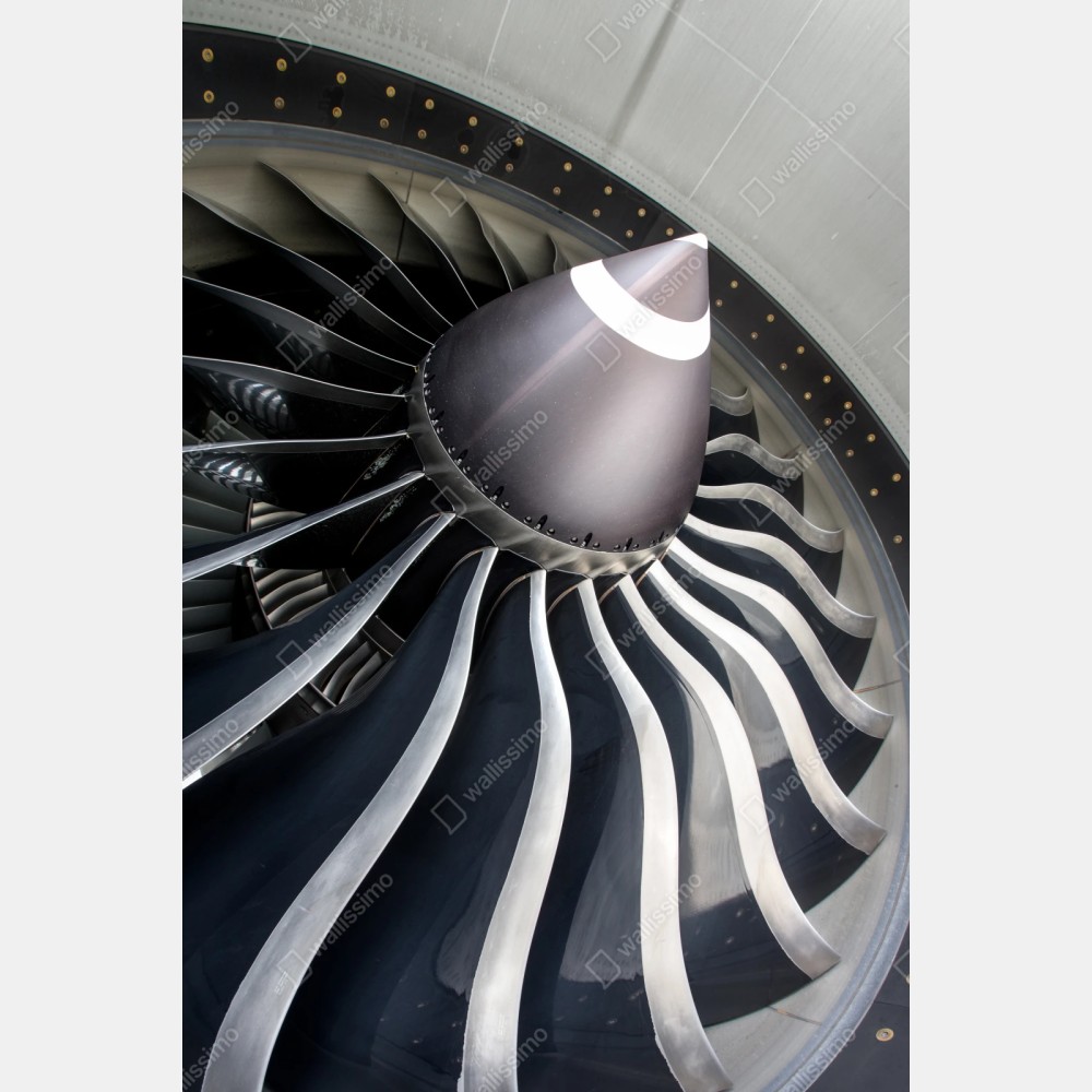 Naklejka repozycjonowalna zbliżenie na turbinę silnika odrzutowego – Wallissimo® Naklejka repozycjonowalna zbliżenie na turbinę silnika odrzutowego – Wallissimo®