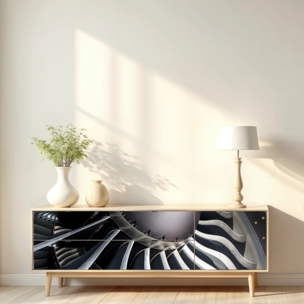 Naklejka repozycjonowalna zbliżenie na turbinę silnika odrzutowego – Wallissimo® Naklejka repozycjonowalna zbliżenie na turbinę silnika odrzutowego – Wallissimo®