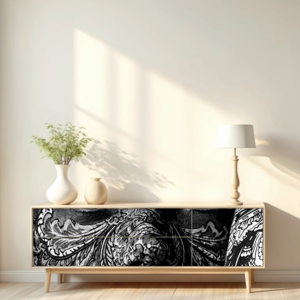 Naklejka repozycjonowalna ornamentalny portret z kwiatowymi wzorami – Wallissimo® Naklejka repozycjonowalna ornamentalny portret z kwiatowymi wzorami – Wallissimo®