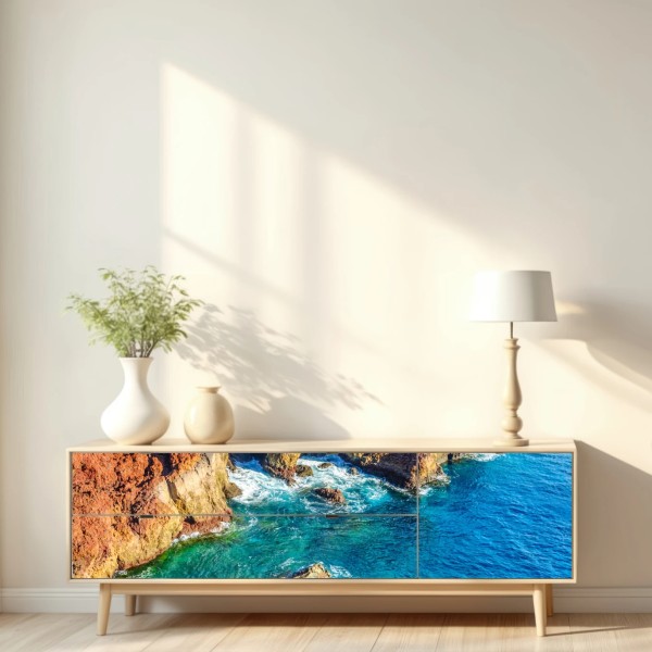 Naklejka repozycjonowalna surowe klify i turkusowe morze przy Punto Teno, Teneryfa – Wallissimo® Naklejka repozycjonowalna surowe klify i turkusowe morze przy Punto Teno, Teneryfa – Wallissimo®