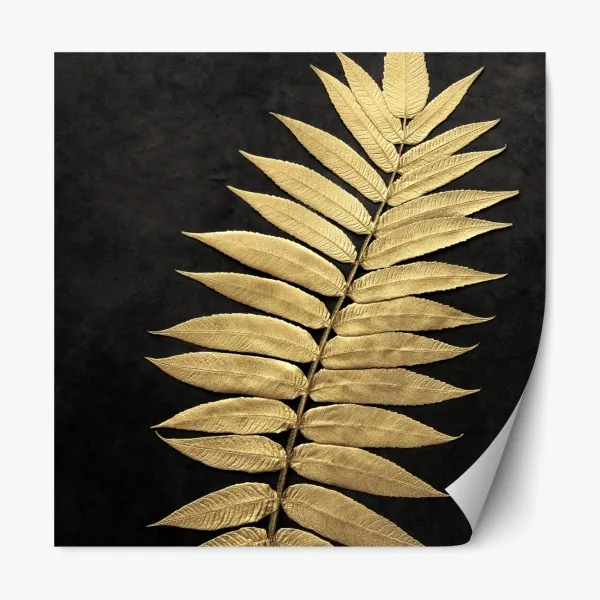 Naklejka repozycjonowalna złota paproć na ciemnym tle