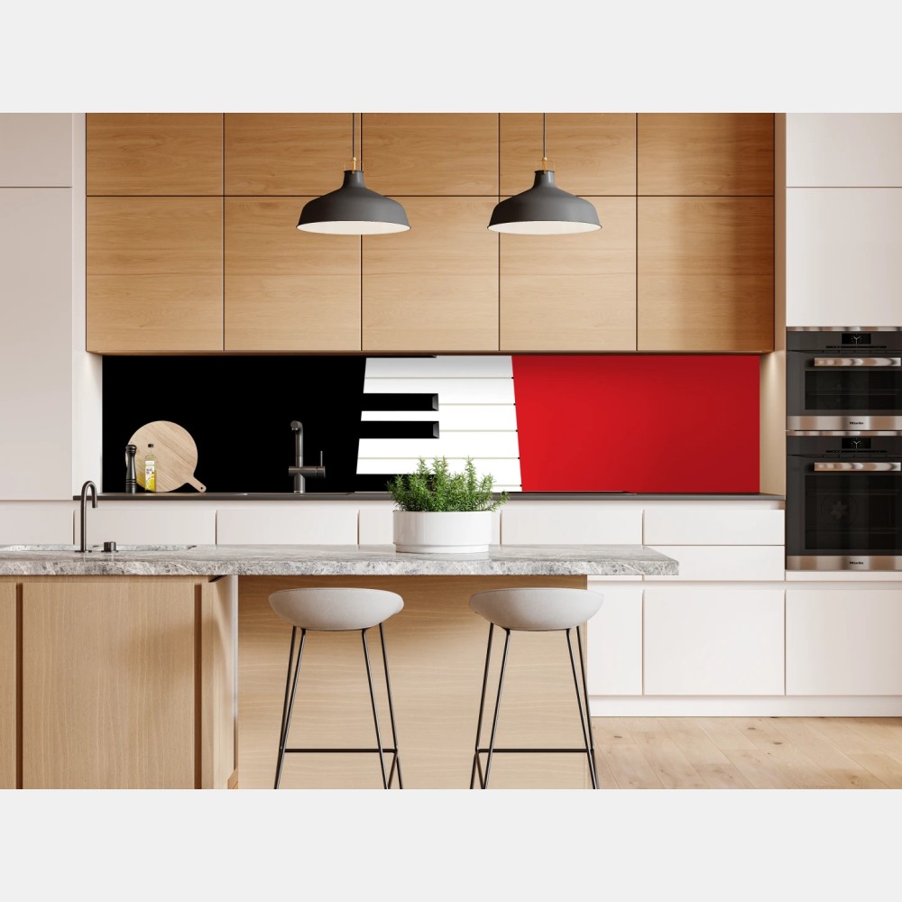 Naklejka repozycjonowalna czarno-czerwona klawiatura fortepianu – Wallissimo® Naklejka repozycjonowalna czarno-czerwona klawiatura fortepianu – Wallissimo®