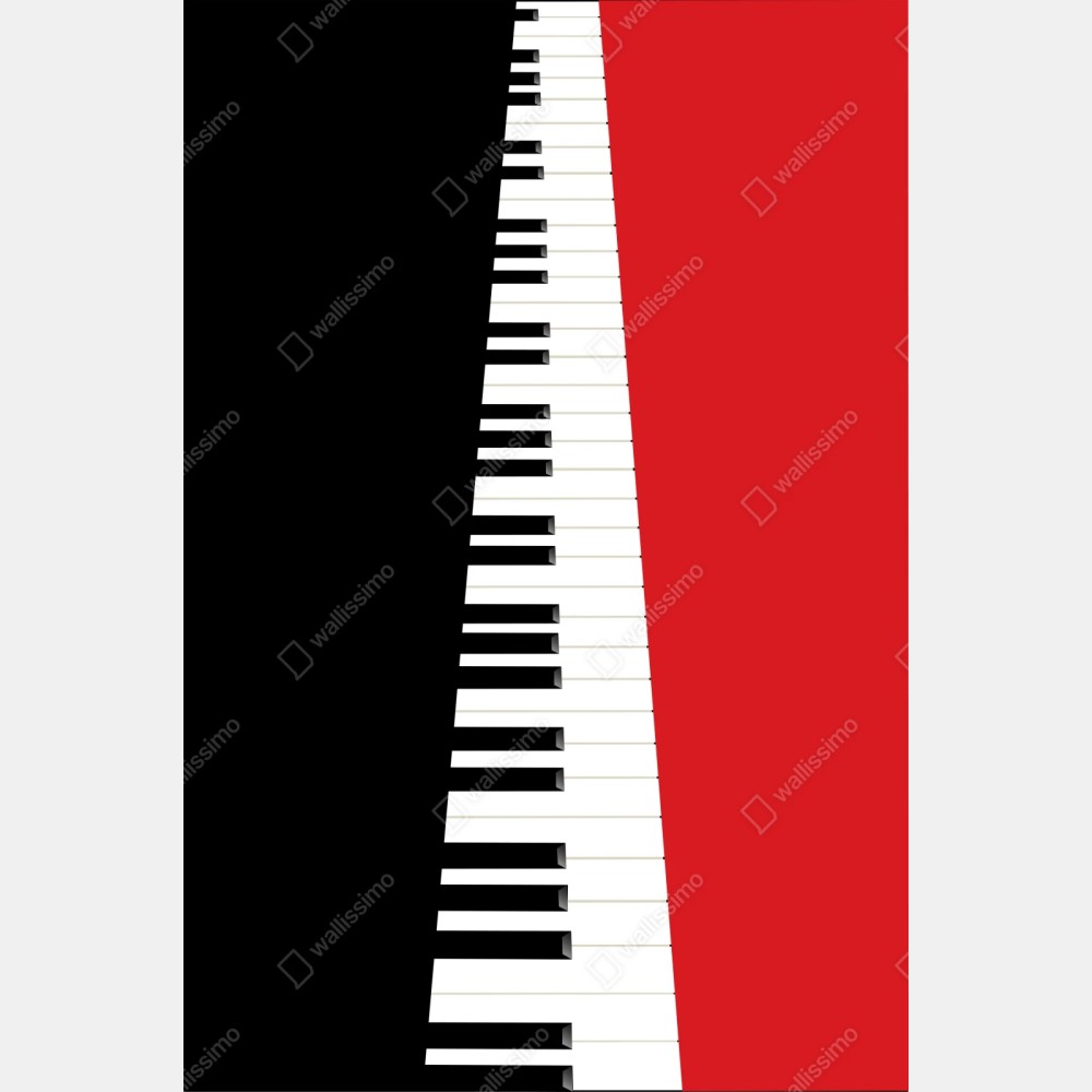 Naklejka repozycjonowalna czarno-czerwona klawiatura fortepianu – Wallissimo® Naklejka repozycjonowalna czarno-czerwona klawiatura fortepianu – Wallissimo®