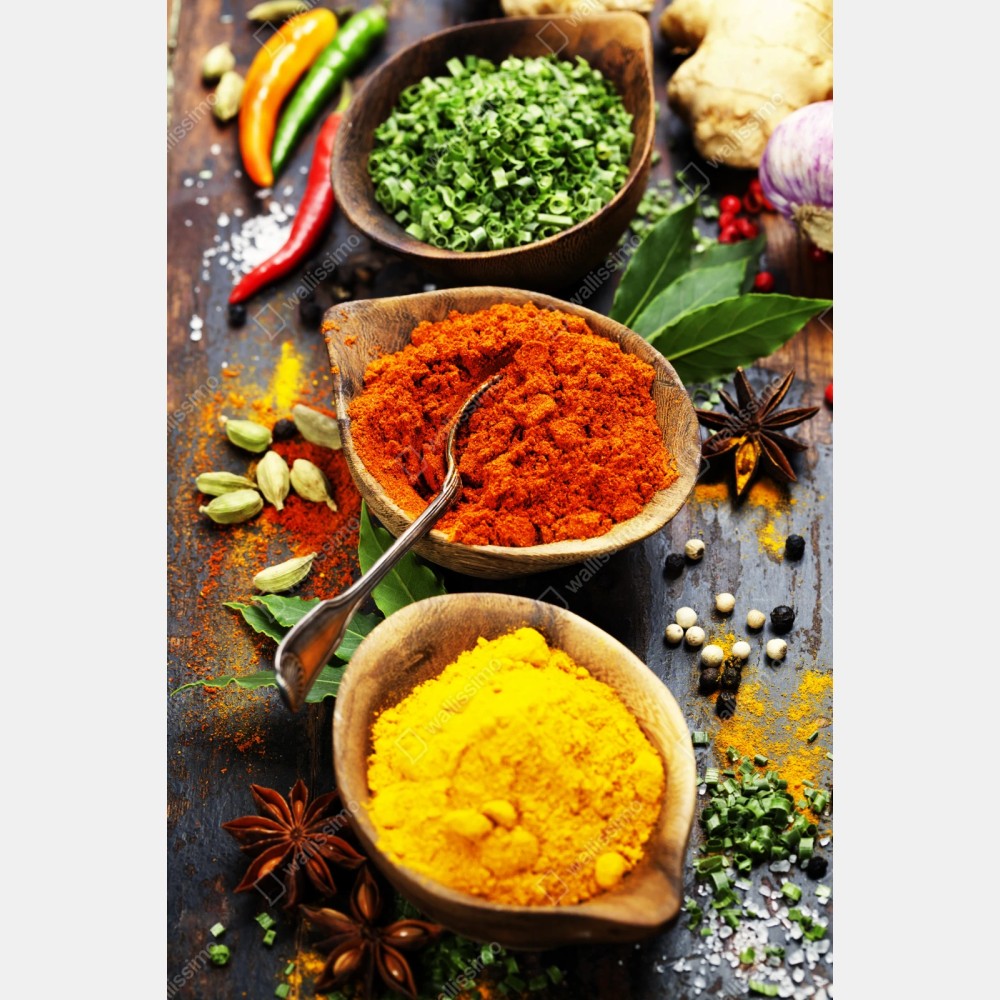 Naklejka repozycjonowalna żywe przyprawy i zioła na drewnie – Wallissimo® Naklejka repozycjonowalna żywe przyprawy i zioła na drewnie – Wallissimo®