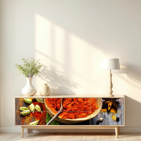 Naklejka repozycjonowalna żywe przyprawy i zioła na drewnie – Wallissimo® Naklejka repozycjonowalna żywe przyprawy i zioła na drewnie – Wallissimo®