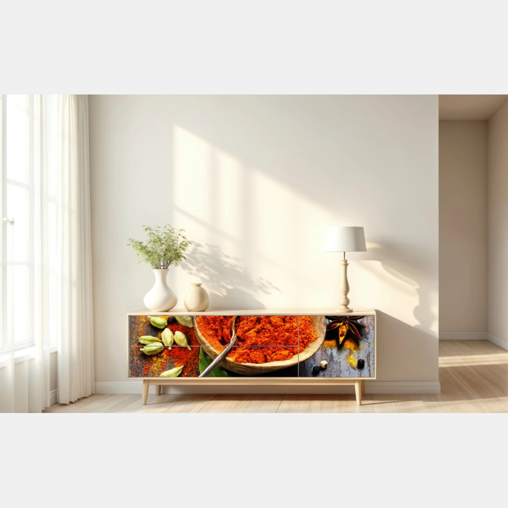 Naklejka repozycjonowalna żywe przyprawy i zioła na drewnie – Wallissimo® Naklejka repozycjonowalna żywe przyprawy i zioła na drewnie – Wallissimo®