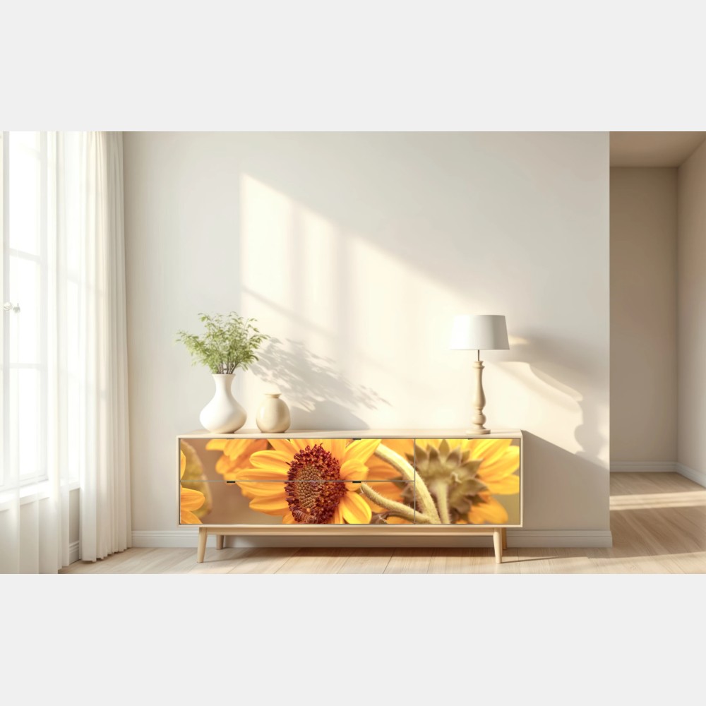 Naklejka repozycjonowalna vintage bukiet słoneczników w ciepłym świetle – Wallissimo® Naklejka repozycjonowalna vintage bukiet słoneczników w ciepłym świetle – Wallissimo®