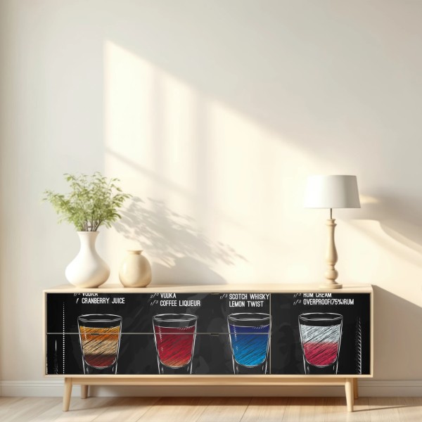 Naklejka repozycjonowalna kredowe menu shotów w stylu vintage – Wallissimo® Naklejka repozycjonowalna kredowe menu shotów w stylu vintage – Wallissimo®