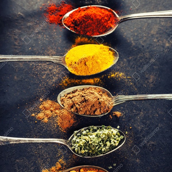 Naklejka repozycjonowalna kolorowe łyżki z przyprawami – Wallissimo® Naklejka repozycjonowalna kolorowe łyżki z przyprawami – Wallissimo®