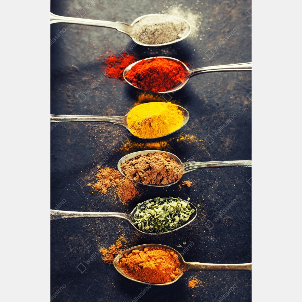 Naklejka repozycjonowalna kolorowe łyżki z przyprawami – Wallissimo® Naklejka repozycjonowalna kolorowe łyżki z przyprawami – Wallissimo®